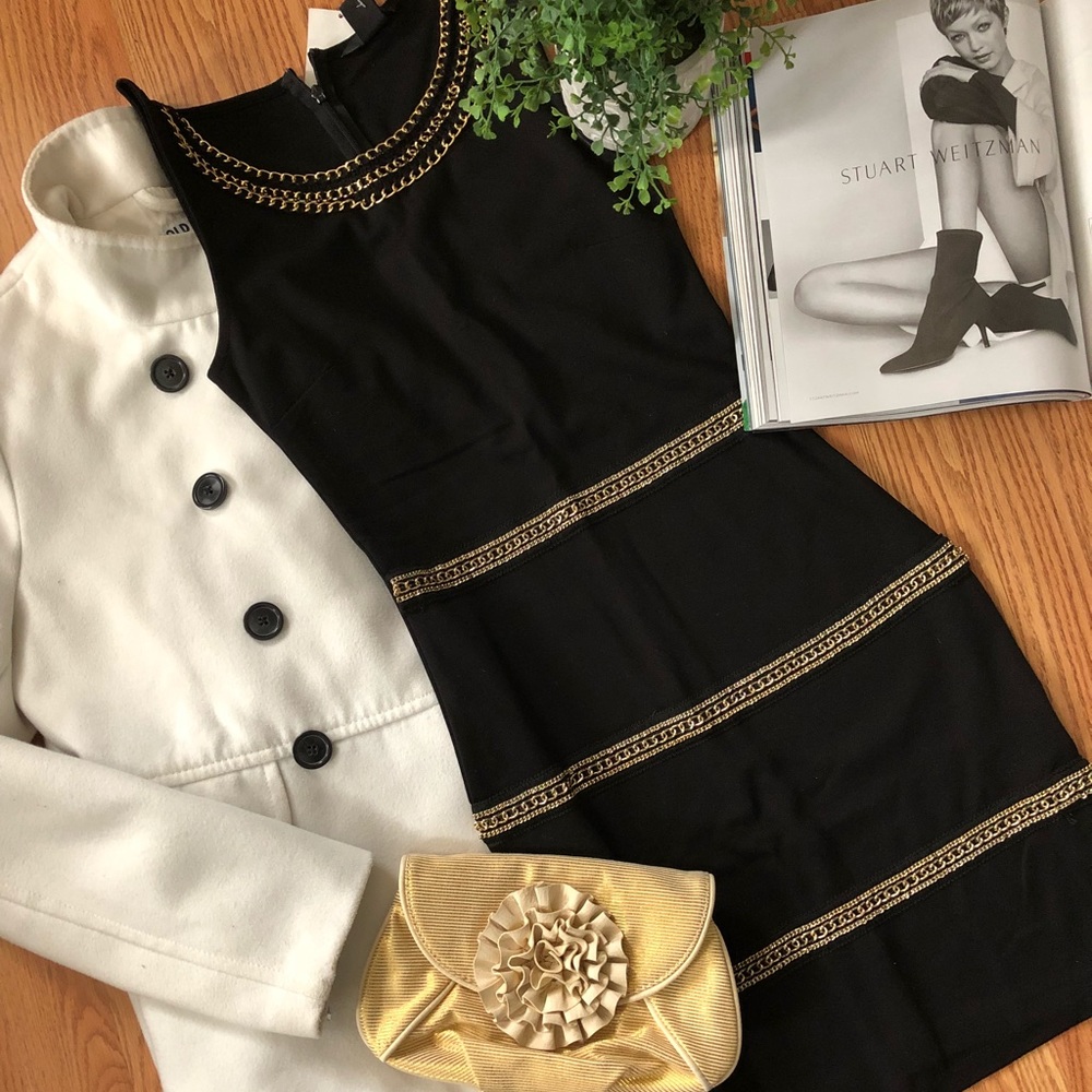 H&M black and gold chain dress